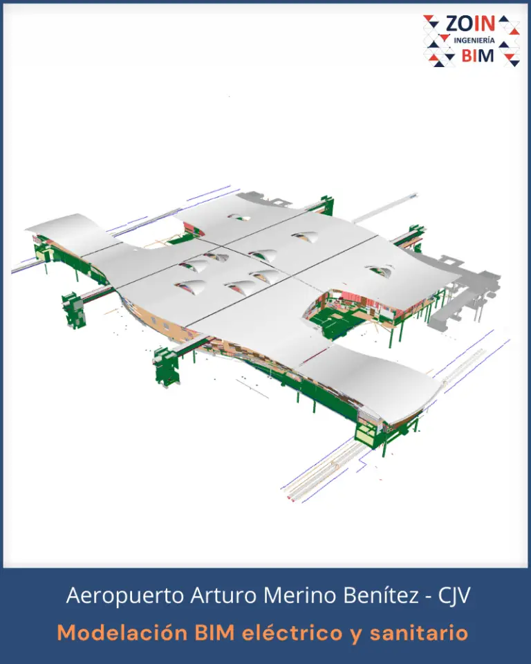 Aeropuerto Arturo Merino Benítez, modelación BIM eléctrica y sanitaria por ZOIN BIM